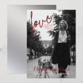 Red Glitter Script Elegant Foto met Kerstmis Kaart (Voorkant / Achterkant)