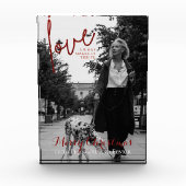 Red Glitter Script Elegant Kerstfoto Fotoblokken (Voorkant)