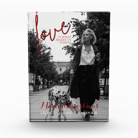 Red Glitter Script Elegant Kerstfoto Fotoblokken (Voorkant)