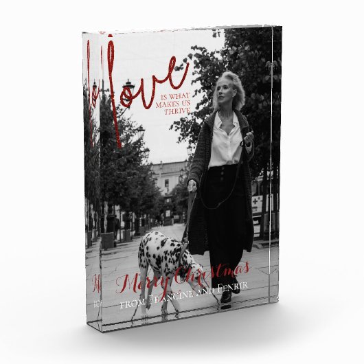 Red Glitter Script Elegant Kerstfoto Fotoblokken (Links)