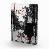 Red Glitter Script Elegant Kerstfoto Fotoblokken (Rechts)