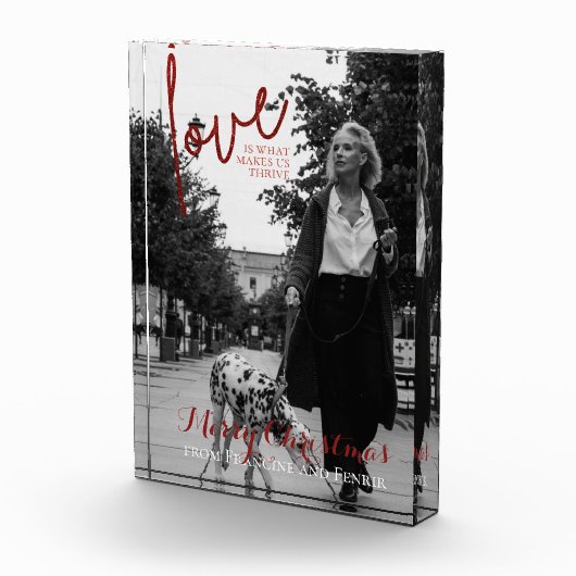 Red Glitter Script Elegant Kerstfoto Fotoblokken (Rechts)