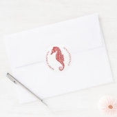 Red Glitter Seahorse Tropical Beach Kerstmis Ronde Sticker (Envelop)