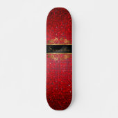 Red Glitter Sequin Disco Old School Skateboard (Voorkant)
