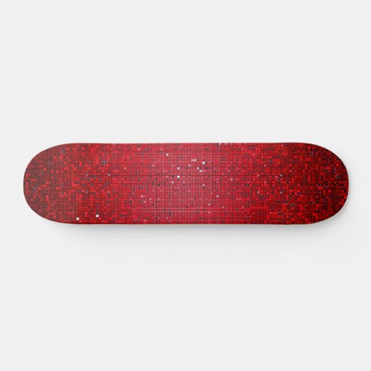 Red Glitter Sequin Disco Old School Skateboard (Horizontaal)