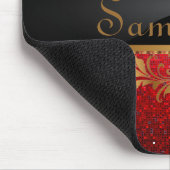 Red Glitter Sequin Disco Personalized Mousepad Muismat (Hoek)