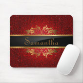 Red Glitter Sequin Disco Personalized Mousepad Muismat (Met muis)