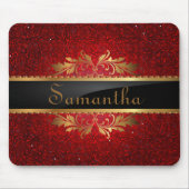 Red Glitter Sequin Disco Personalized Mousepad Muismat (Voorkant)
