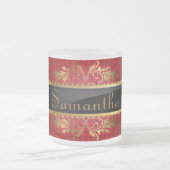 Red Glitter Sequin Frosted Glass Coffee Mok Cup (Center)