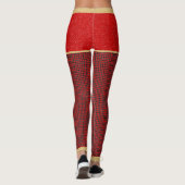 Red Glitter Shorts, Red Black Pattern, Monogram Leggings (Achterkant)