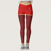 Red Glitter Shorts, Red Black Pattern, Monogram Leggings (Voorkant)