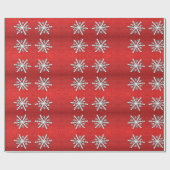 Red Glitter Snowflake Cadeaupapier (Vlak)
