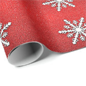 Red Glitter Snowflake Cadeaupapier (Rol Hoek)