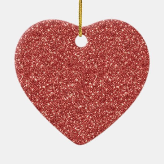 Red Glitter Sparkle Gold Ribbon Christmas Keramisch Ornament (Achterkant)