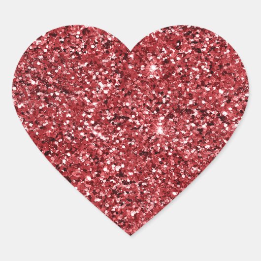 Red Glitter Sparkle Hart Sticker (Voorkant)