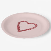 Red Glitter Sparkle Heart Papieren Bordje (Gekanteld)