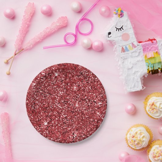 Red Glitter Sparkle Papieren Bordje (Feest)