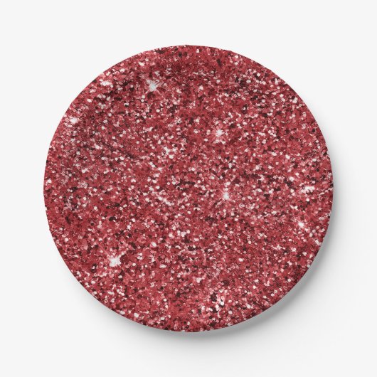 Red Glitter Sparkle Papieren Bordje (Voorkant)