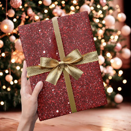 Red Glitter Sparkle Wrapping Paper Cadeaupapier