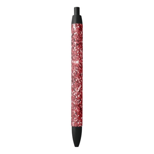 Red Glitter Sparkle Zwarte Inkt Pen (Voorkant Verticaal)