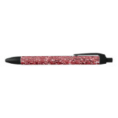 Red Glitter Sparkle Zwarte Inkt Pen (Bovenkant)