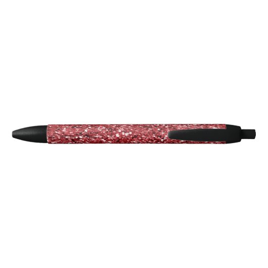 Red Glitter Sparkle Zwarte Inkt Pen (Achterkant)