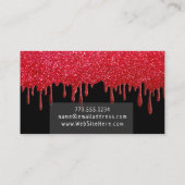 Red Glitter Sparkles Beauty Nail Hair Salon Spa Visitekaartje (Achterkant)