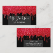 Red Glitter Sparkles Beauty Nail Hair Salon Spa Visitekaartje (Voorkant / Achterkant)