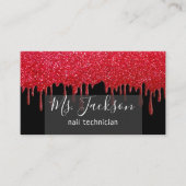 Red Glitter Sparkles Beauty Nail Hair Salon Spa Visitekaartje (Voorkant)