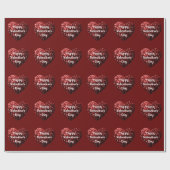 Red Glitter sparkles Heart Happy Valentine's Day Cadeaupapier (Vlak)