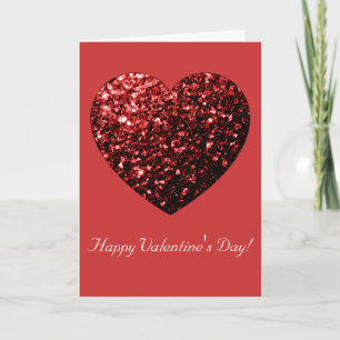 Red Glitter sparkles Heart Happy Valentine's Day Feestdagen Kaart