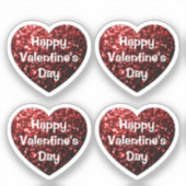 Red Glitter sparkles Heart Happy Valentine's Day Sticker (Voorkant)