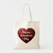 Red Glitter sparkles Heart Happy Valentine's Day Tote Bag (Voorkant)