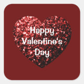 Red Glitter sparkles Heart Happy Valentine's Day Vierkante Sticker (Voorkant)
