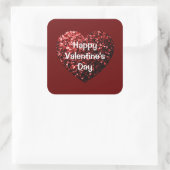 Red Glitter sparkles Heart Happy Valentine's Day Vierkante Sticker (Tas)