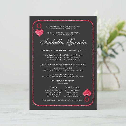 Red Glitter speelt Kaart | Las Vegas Quinceañera (Staand voorkant)