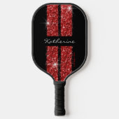 Red Glitter Sport Racing Stripes Elegant Pickleball Paddle (Voorkant)