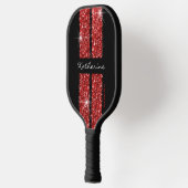 Red Glitter Sport Racing Stripes Elegant Pickleball Paddle (Links)