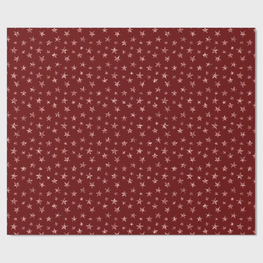 Red Glitter Stars Cadeaupapier (Vlak)
