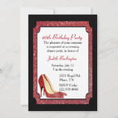 Red Glitter Stilettos Birthday Uitnodiging (Voorkant)