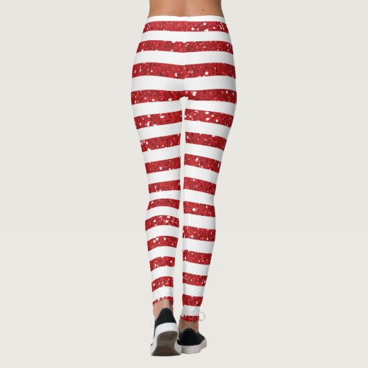 Red Glitter Striped Leggings (Achterkant)