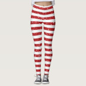Red Glitter Striped Leggings (Voorkant)