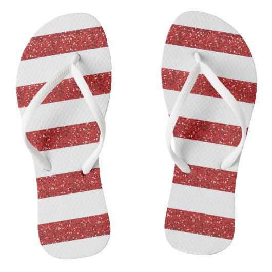 Red Glitter Stripes Teenslippers (Voetbed)
