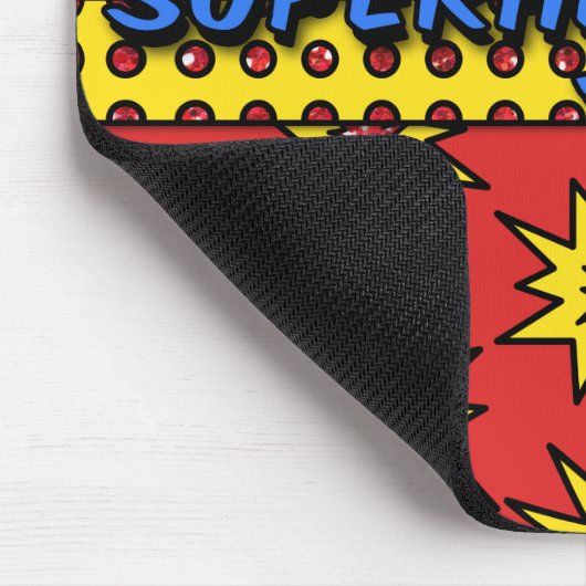 Red Glitter Superheld Teacher Mousepad Muismat (Hoek)