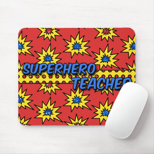 Red Glitter Superheld Teacher Mousepad Muismat (Met muis)