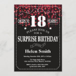 Red Glitter Surprise 18th Birthday Invitation Kaart<br><div class="desc">Red Glitter Surprise 18th Birthday Invitation. Witte Typografie. Achtergrond zwart-wit karton. Volwassen verjaardag. Mannelijke Mannen of vrouwen: Birthday. Kinder jongen of meisje Lady Teen Teenage Bday Invite. 13e 15e 16e 18e 21e 30e 40e 50e 60e 70e 80e 90e 100e. Elke leeftijd. Voor verdere aanpassing, te klikken gelieve de knoop "van...</div>