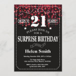 Red Glitter Surprise 21st Birthday Invitation Kaart<br><div class="desc">Red Glitter Surprise 21st Birthday Invitation. Witte Typografie. Achtergrond zwart-wit karton. Volwassen verjaardag. Mannelijke Mannen of vrouwen: Birthday. Kinder jongen of meisje Lady Teen Teenage Bday Invite. 13e 15e 16e 18e 21e 30e 40e 50e 60e 70e 80e 90e 100e. Elke leeftijd. Voor verdere aanpassing, te klikken gelieve de knoop "van...</div>