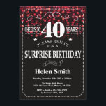 Red Glitter Surprise 40th Birthday Invitation Kaart<br><div class="desc">Red Glitter Surprise 40th Birthday Invitation. Witte Typografie. Achtergrond zwart-wit karton. Volwassen verjaardag. Mannelijke Mannen of vrouwen: Birthday. Kinder jongen of meisje Lady Teen Teenage Bday Invite. 13e 15e 16e 18e 21e 30e 40e 50e 60e 70e 80e 90e 100e. Elke leeftijd. Voor verdere aanpassing, te klikken gelieve de knoop "van...</div>