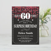 Red Glitter Surprise 60ste verjaardag Kaart (Staand voorkant)