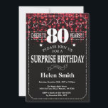 Red Glitter Surprise 80ste verjaardag Kaart<br><div class="desc">Red Glitter Surprise 80ste verjaardag. Witte typografie. Zwart-wit schoolbord achtergrond. Verjaardag voor volwassenen. Verjaardag van Mannen of vrouwen. Kinder jongen of meisje dame tiener Bday Nodig uit. 13e 15e 16e 18e 20e 21e 30e 40e 50e 60e 70e 80e 90e 100e. Elke leeftijd. Voor verdere aanpassing klikt u op de knop...</div>